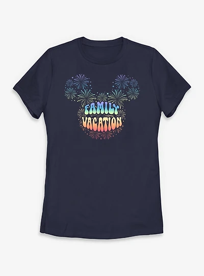 Disney Mickey Mouse Head Family Vaction Fireworks Womens T-Shirt