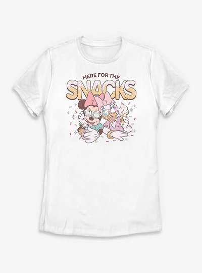 Disney Minnie Mouse & Daisy Duck Here For The Snacks Womens T-Shirt