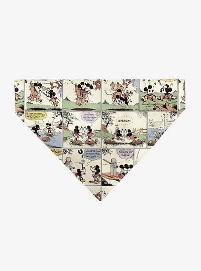 Disney Mickey and Minnie Mouse Vintage Comic Strip Scenes Slip On Collar Pet Bandana - Bandana Only