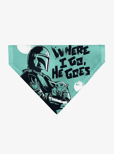 Star Wars Mandalorian and Grogu Where He Goes I Go Pose Slip On Collar Pet Bandana - Bandana Only