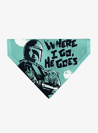 Star Wars Mandalorian and Grogu Where He Goes I Go Pose Slip On Collar Pet Bandana - Bandana Only