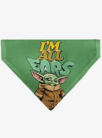 Star Wars Grogu I'm All Ears Pose Green Slip On Collar Pet Bandana - Bandana Only