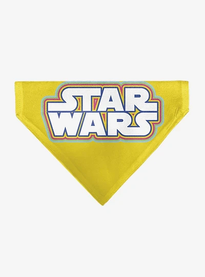 Star Wars Title Logo Yellow Multi Color White Slip On Collar Pet Bandana - Bandana Only