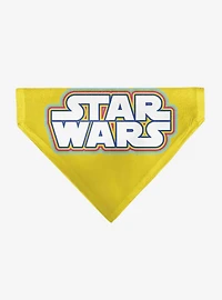 Star Wars Title Logo Yellow Multi Color White Slip On Collar Pet Bandana - Bandana Only