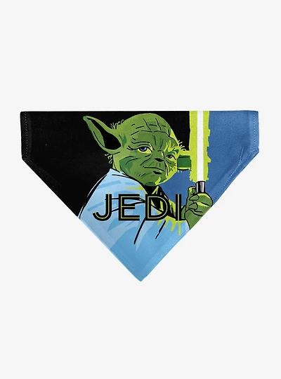 Star Wars Jedi Text and Yoda Lightsaber Pop Art Slip On Collar Pet Bandana - Bandana Only