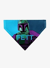 Star Wars Fett Text and Boba Fett Pop Art Pose Slip On Collar Pet Bandana - Bandana Only