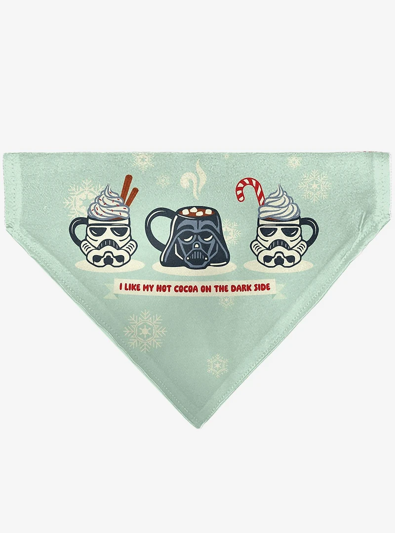 Star Wars Holiday Hot Cocoa Dark Side Quote and Icons Slip On Collar Pet Bandana - Bandana Only