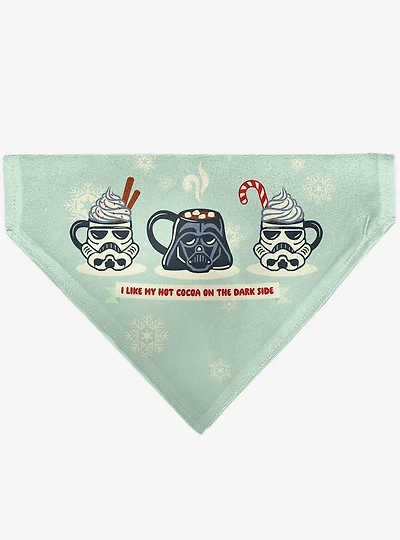 Star Wars Holiday Hot Cocoa Dark Side Quote and Icons Slip On Collar Pet Bandana - Bandana Only