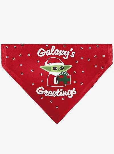Star Wars Holiday Grogu Baby Yoga Galaxy Greeting Icons Red Slip On Collar Pet Bandana - Bandana Only