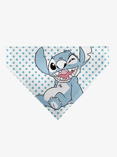 Disney Lilo and Stitch Stitch Winking Pose and Polka Dots Slip On Collar Pet Bandana - Bandana Only