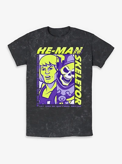 Masters Of The Universe He-Man & Skeletor Split Mineral Wash T-Shirt