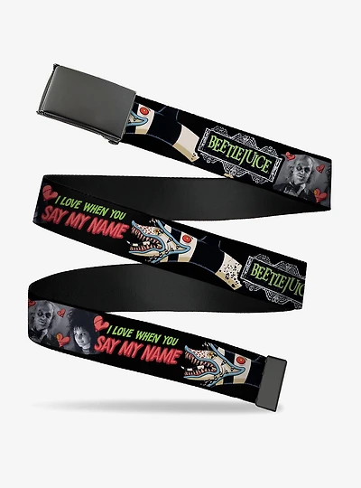Beetlejuice I Love When You Say My Name and Sandworm Clamp Buckle Belt