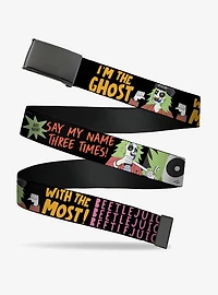 Beetlejuice Cartoon Quotes and Scene Black Multi Clamp Buckle Belt