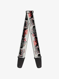IT Welcome To Derry Icons and Forest Scenery White Guitar Strap