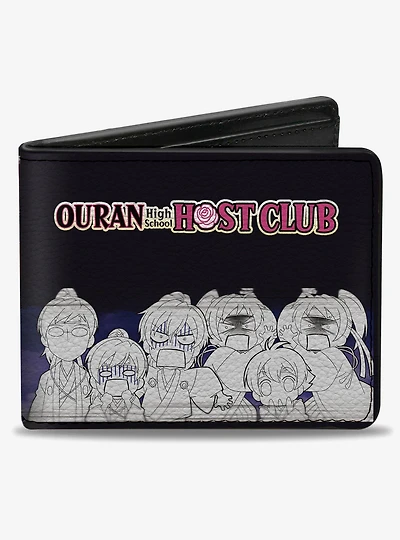 Ouran High School Host Club Character Group Poses Black Bifold Wallet