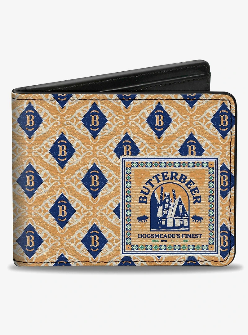 Harry Potter Butterbeer Diamonds Logo Blue Bifold Wallet