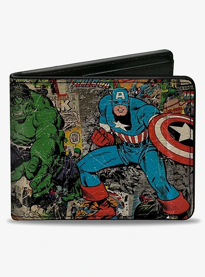 Marvel Comics Retro Avengers Group Pose with Comics Bifold Wallet