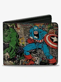 Marvel Comics Retro Avengers Group Pose with Comics Bifold Wallet