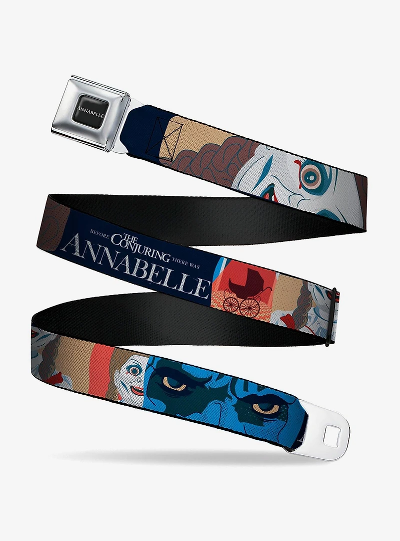 Annabelle Pop Art Scenes and Title Logo Multi Seatbelt Buckle Belt
