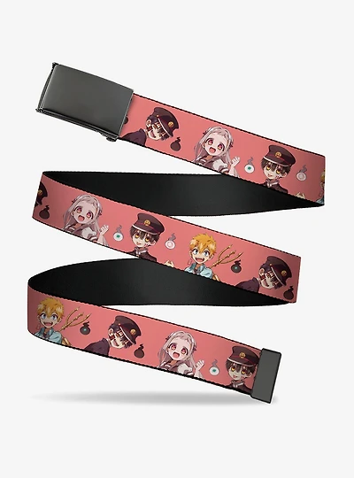 After School Hanako-Kun Four Character Poses Pink Clamp Buckle Belt