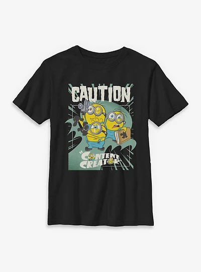 Minions Caution Content Creator Youth T-Shirt