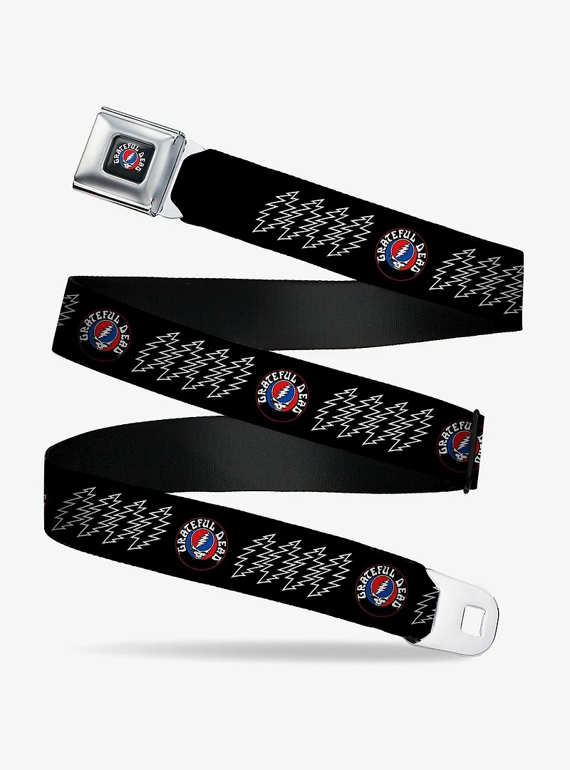 Grateful Dead Steal Your Face and Bolts Black White Seatbelt Buckle Belt