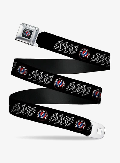 Grateful Dead Steal Your Face and Bolts Black White Seatbelt Buckle Belt