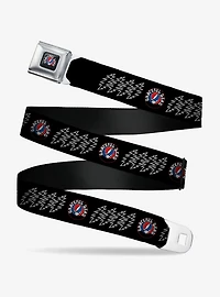 Grateful Dead Steal Your Face and Bolts Black White Seatbelt Buckle Belt