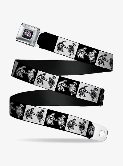 Grateful Dead Dancing Terrapin Blocks Black White Seatbelt Buckle Belt