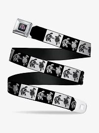 Grateful Dead Dancing Terrapin Blocks Black White Seatbelt Buckle Belt
