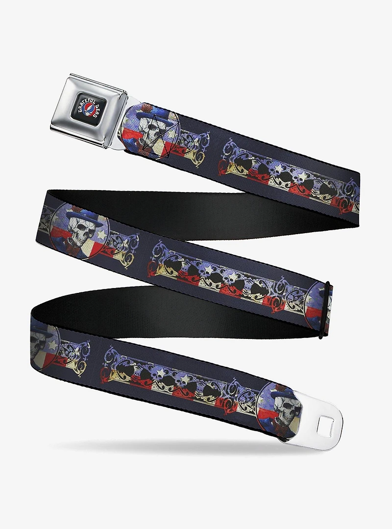 Grateful Dead Dave's Picks Skeleton Americana Bonus Art Seatbelt Buckle Belt
