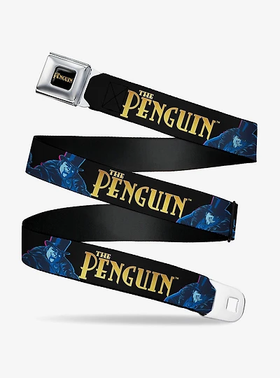 DC Comics Batman Villain the Penguin Poses and Title Logo Youth Seatbelt Buckle Belt