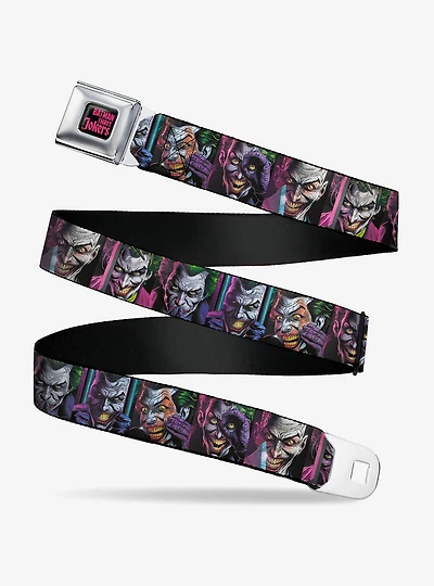 DC Comics Joker Comic Book Cover Face Blocks Youth Seatbelt Buckle Belt
