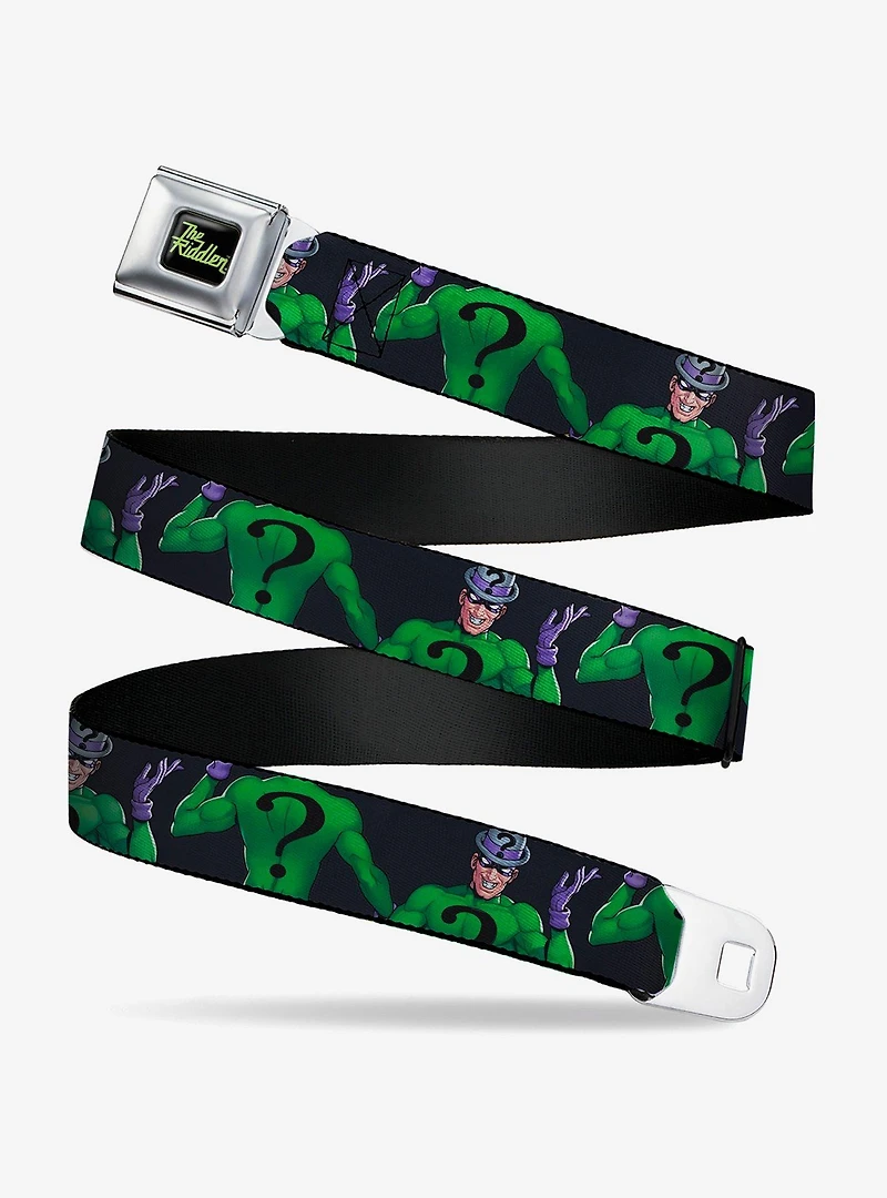 DC Comics Batman Villain The Riddler Pose Turns Black Youth Seatbelt Buckle Belt