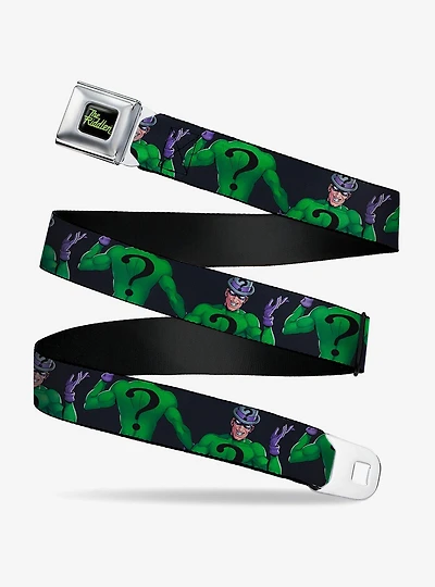 DC Comics Batman Villain The Riddler Pose Turns Black Youth Seatbelt Buckle Belt