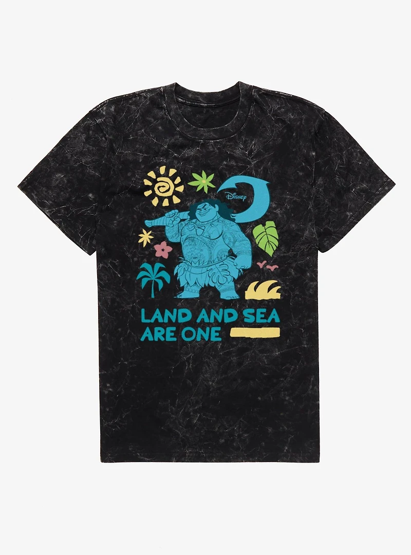 Disney Moana Land And Sea Are One Maui Mineral Wash T-Shirt