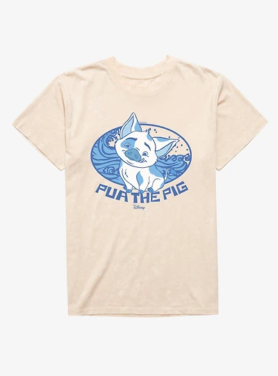 Disney Moana Pua The Pig Water Badge Mineral Wash T-Shirt
