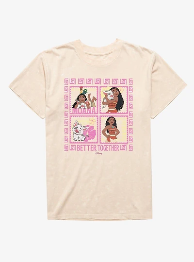 Disney Moana Better Together Square Panels Mineral Wash T-Shirt