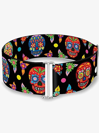 Thaneeya McArdle Colorful Calaveras Black Multi Cinch Belt