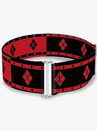 DC Comics Harley Quinn Diamonds Stripe Split Red Black Cinch Belt