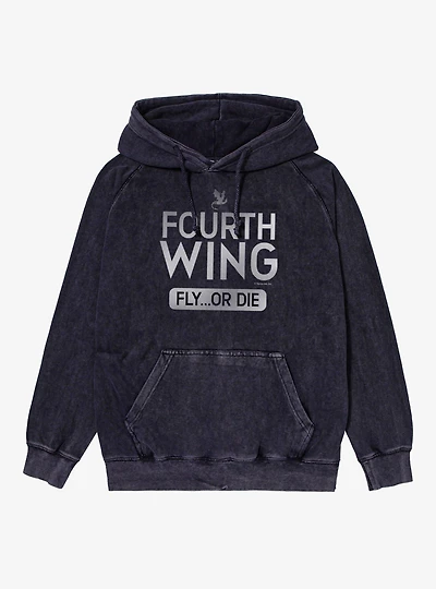 The Empyrean Fourth Wing Fly Or Die Stripes Mineral Wash Hoodie