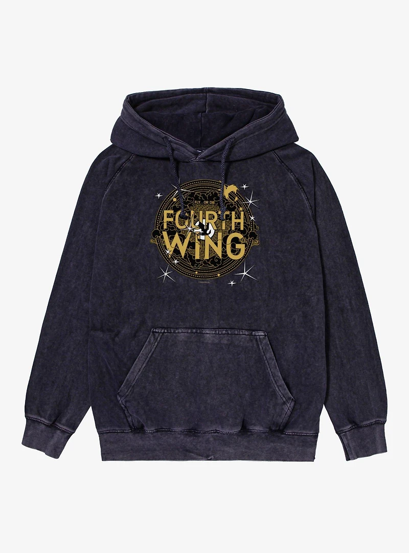 The Empyrean Fourth Wing Black Crest Mineral Wash Hoodie