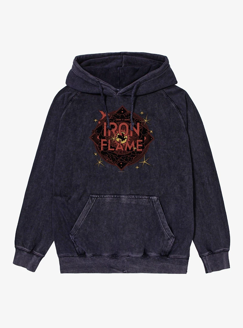 The Empyrean Fourth Wing Iron Flame Red Crest Mineral Wash Hoodie