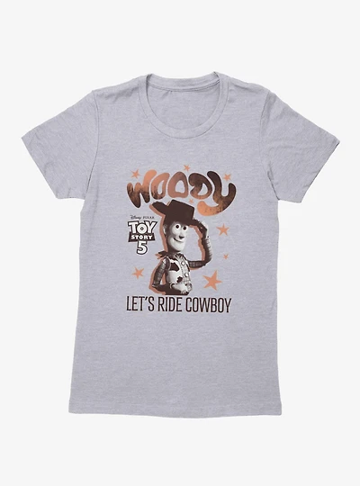 Disney Pixar Toy Story 5 Woody Lets Ride Cowboy Stars Womens T-Shirt