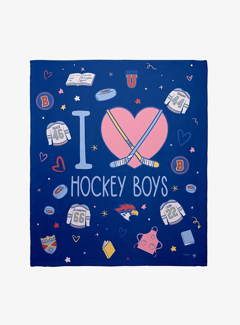 Off Campus I Love Hockey Boys Throw Blanket