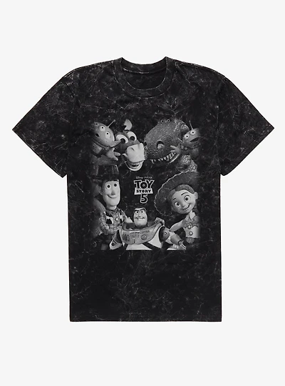 Disney Pixar Toy Story 5 Grayscale Group Mineral Wash T-Shirt Box Lunch Exclusive
