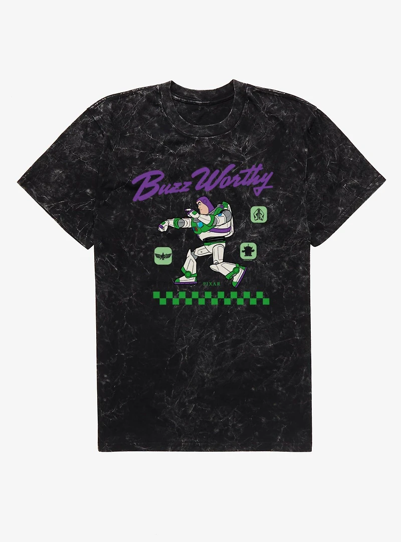 Disney Pixar Toy Story 5 Buzz Lightyear Worthy Laser Mineral Wash T-Shirt Box Lunch Exclusive