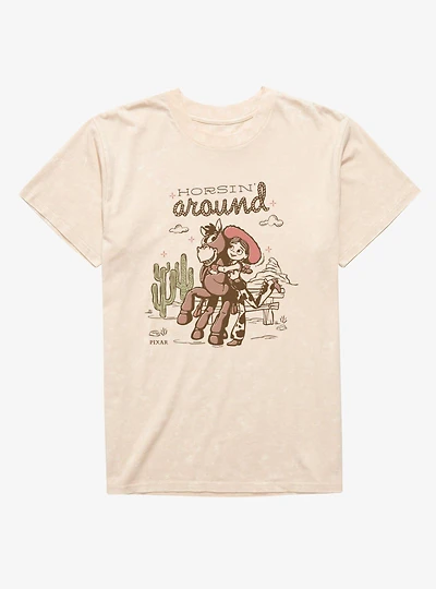Disney Pixar Toy Story 5 Horsing Around Hug Jessie & Bullseye Mineral Wash T-Shirt