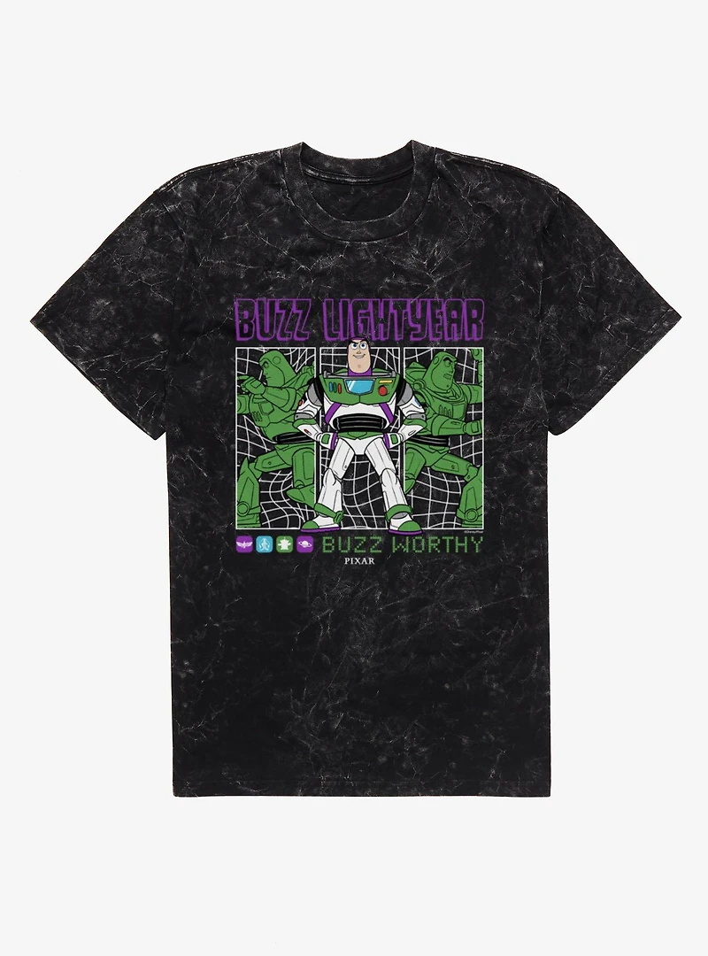 Disney Pixar Toy Story 5 Buzz Worthy Lightyear Panels Mineral Wash T-Shirt