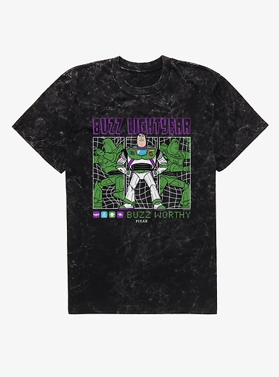 Disney Pixar Toy Story 5 Buzz Worthy Lightyear Panels Mineral Wash T-Shirt